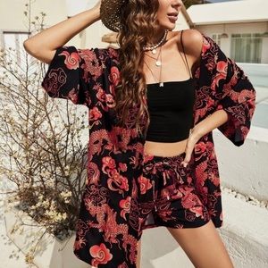 NWOT Chinese Dragon Kimono & Short set